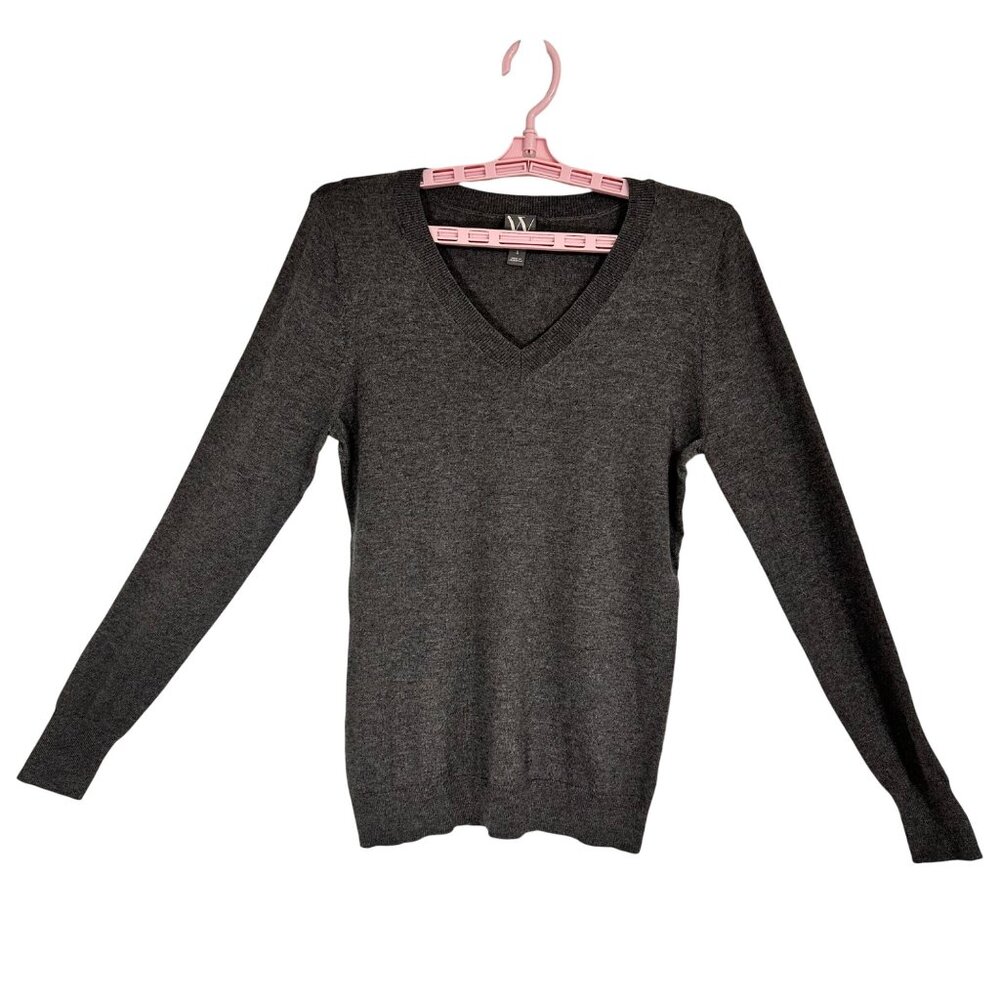 Worthington Womens V-Neck Sweater Size Small Gray Cotton Blend NWT Career Preppy - Picture 1 of 11
